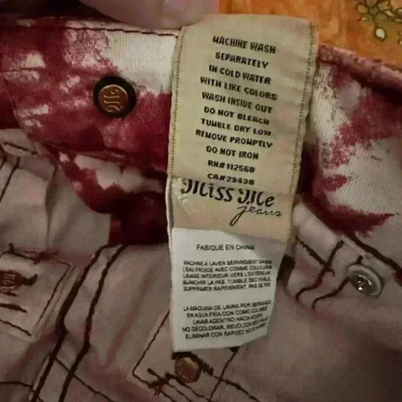 Miss Me Womens Jeans Tie Dye Red JD106352 Skinny Rhinestone Flap Pocket Size 30 - Picture 8 of 8